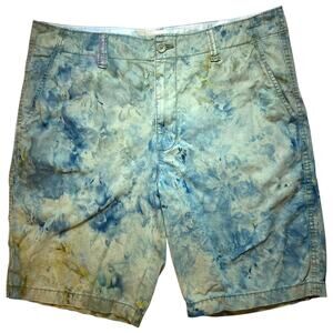 Men's Tie Dye Chino Shorts Size 36 Upcycled Handmade Ice Dyed Casual Festival‎